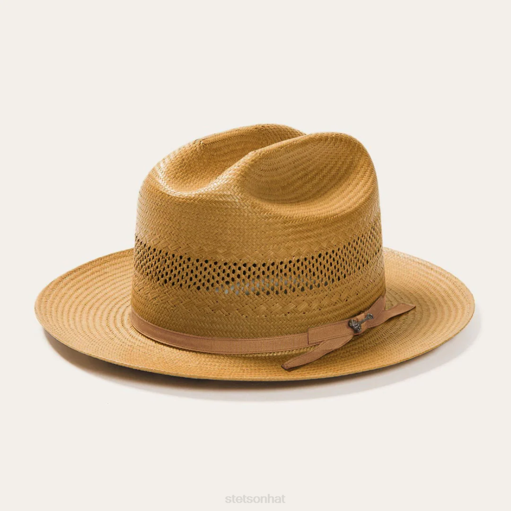 Stetson Open Road Vented Straw Cowboy Hat Cognac Unisex Headwear 00LX22