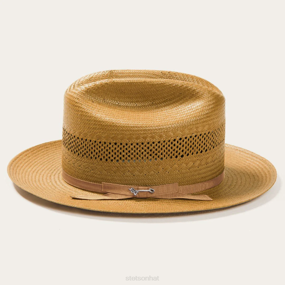 Stetson Open Road Vented Straw Cowboy Hat Cognac Unisex Headwear 00LX22