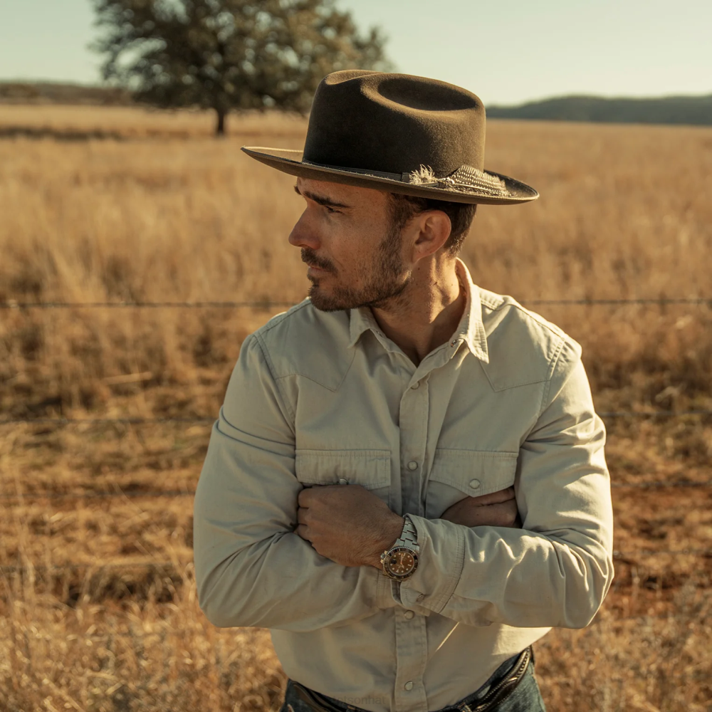 Stetson 1865 Distressed Open Road Royal Deluxe Walnut Unisex Headwear 00LX79