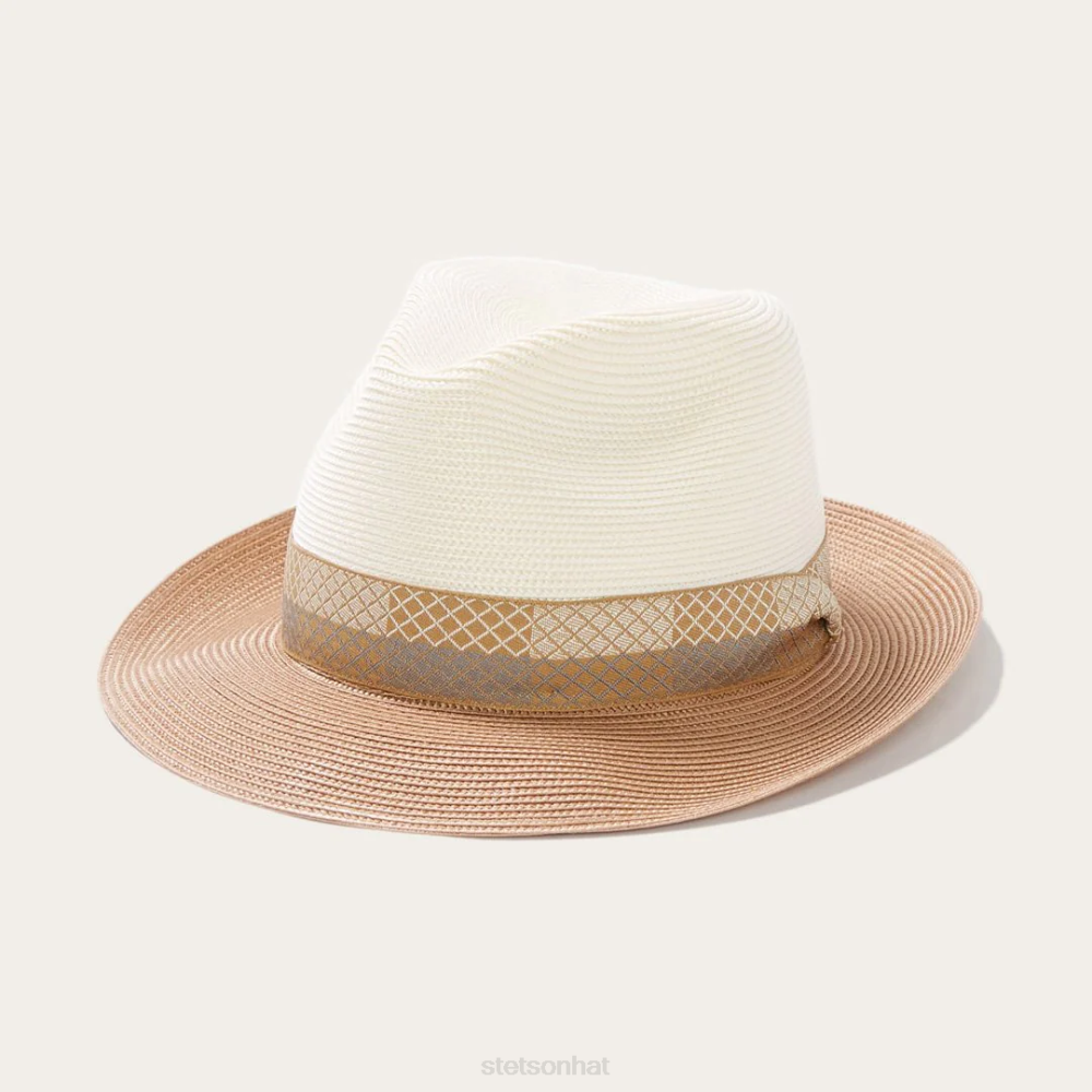 Stetson Andover Milan Fedora Ivory Cognac Unisex Headwear 00LX172