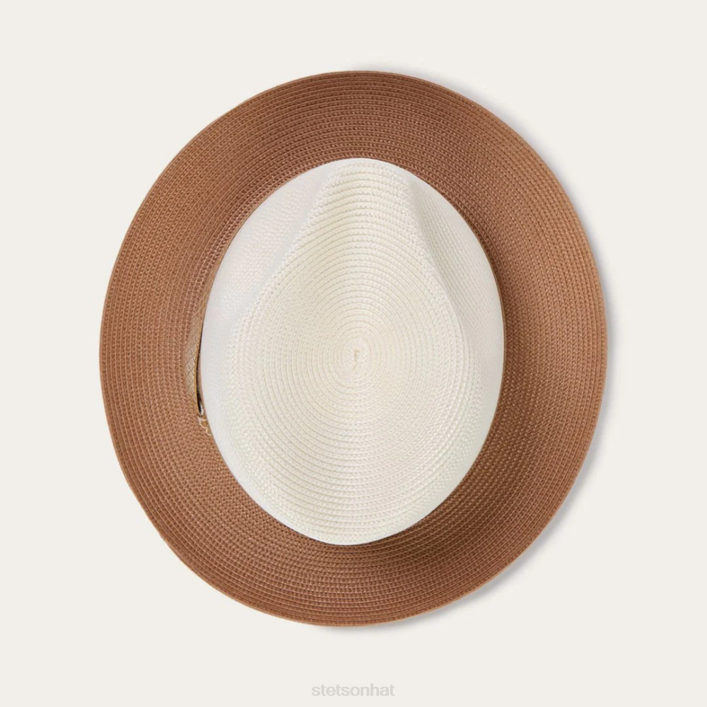 Stetson Andover Milan Fedora Ivory Cognac Unisex Headwear 00LX172