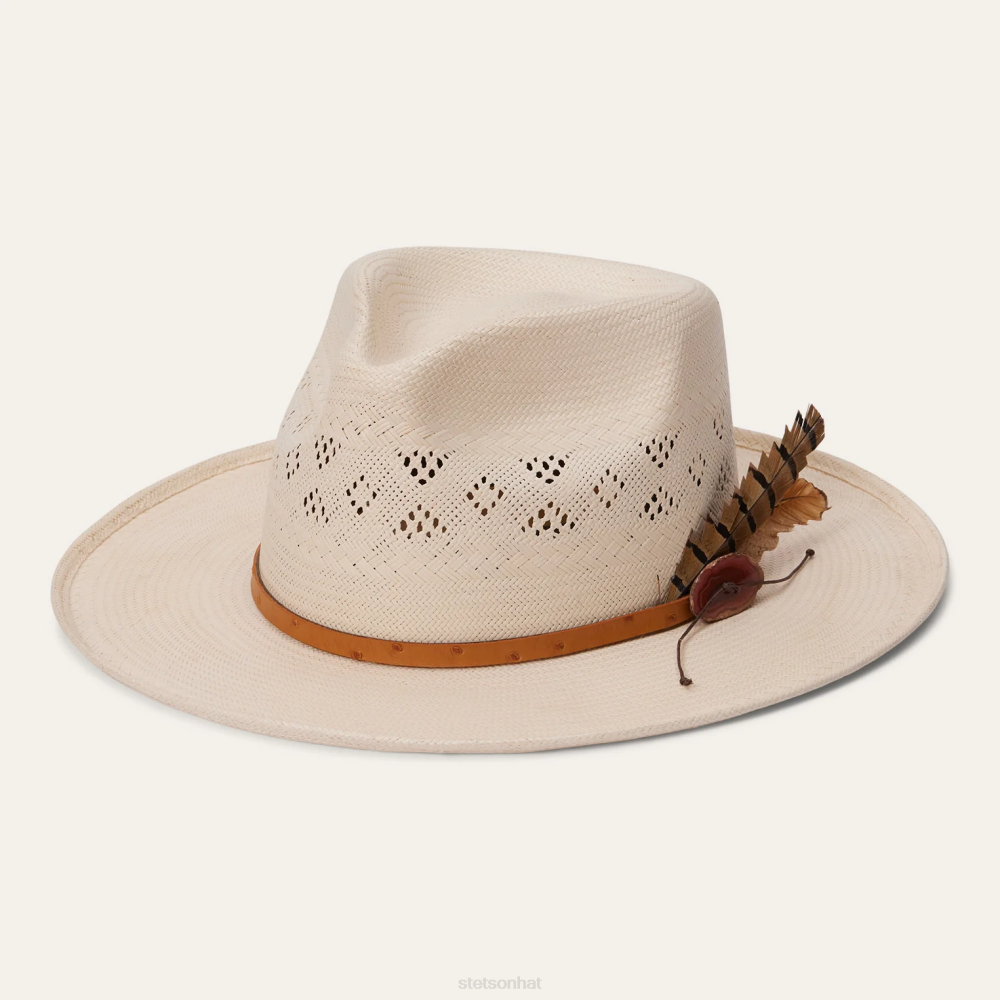 Stetson Andromeda Vented Straw Fedora Natural Unisex Headwear 00LX145