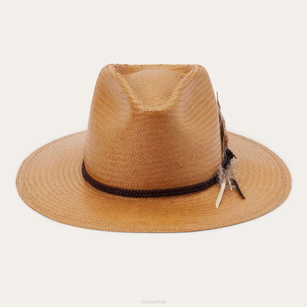 Stetson Juno Shantung Straw Fedora Sand Unisex Headwear 00LX146