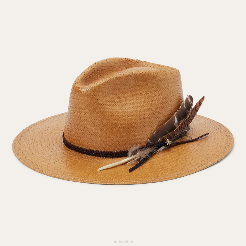 Stetson Juno Shantung Straw Fedora Sand Unisex Headwear 00LX146