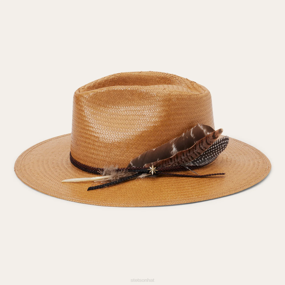 Stetson Juno Shantung Straw Fedora Sand Unisex Headwear 00LX146