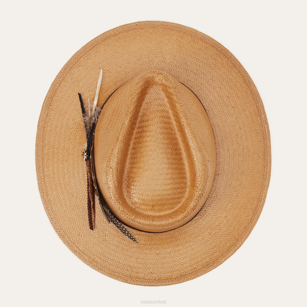 Stetson Juno Shantung Straw Fedora Sand Unisex Headwear 00LX146