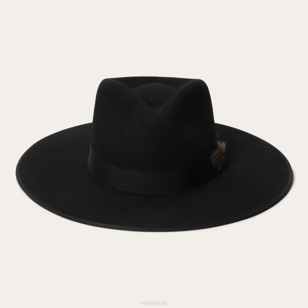Stetson Midtown Wide Flat Brim Hat Black Unisex Headwear 00LX116