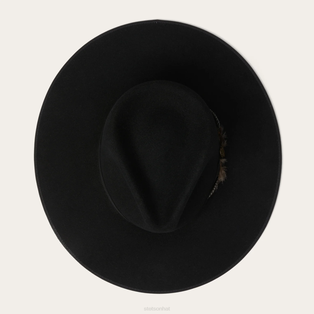 Stetson Midtown Wide Flat Brim Hat Black Unisex Headwear 00LX116