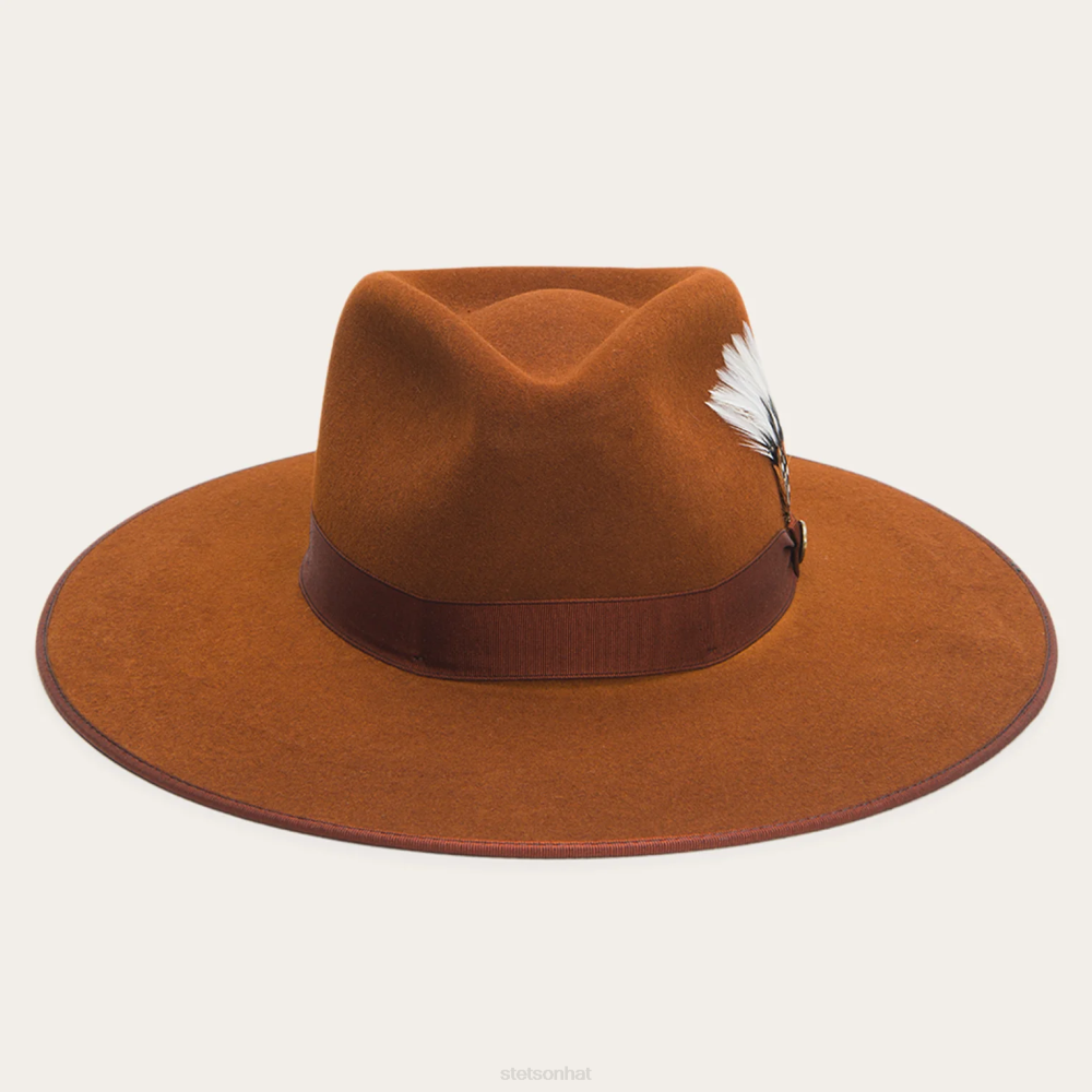 Stetson Midtown Wide Flat Brim Hat Cognac Unisex Headwear 00LX36