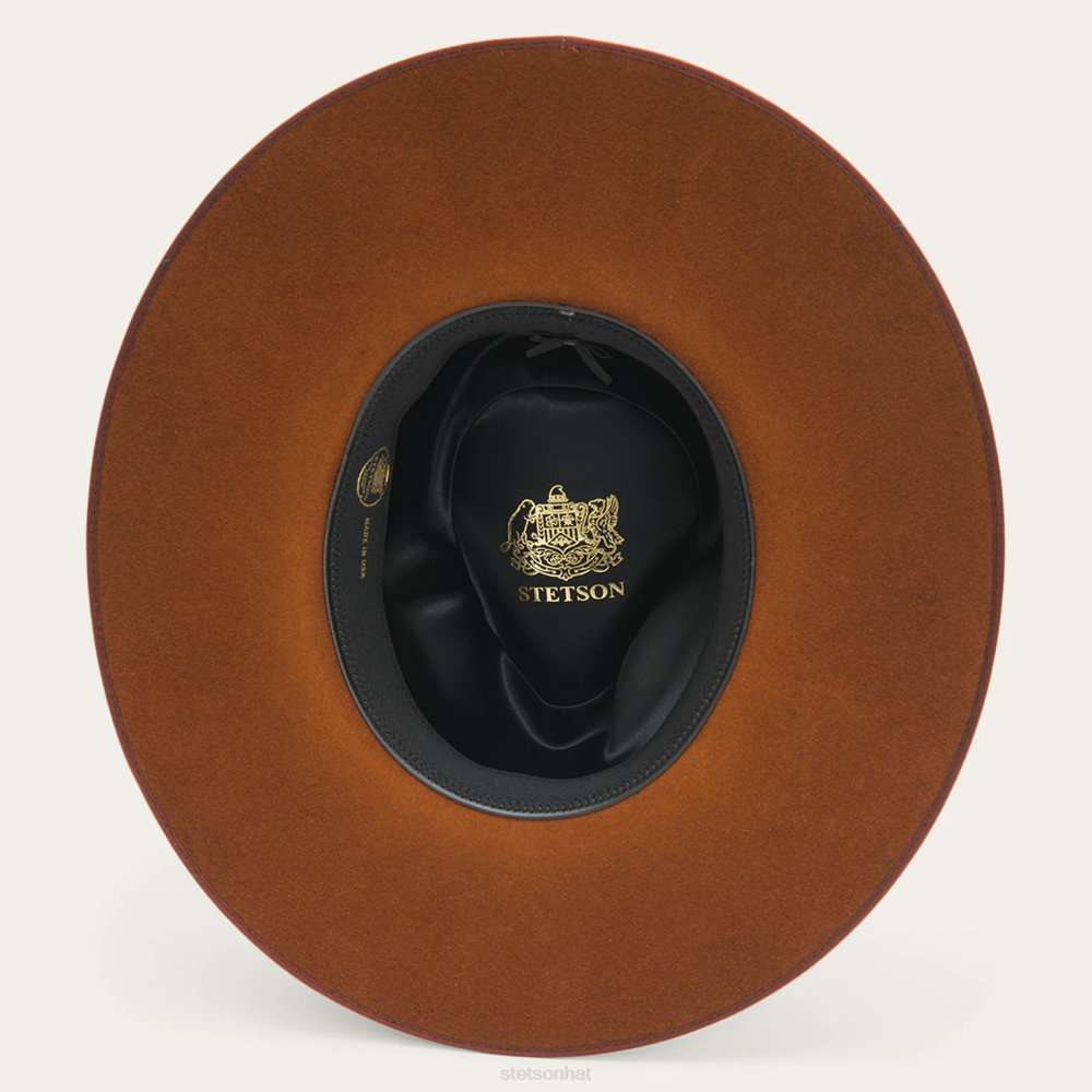 Stetson Midtown Wide Flat Brim Hat Cognac Unisex Headwear 00LX36
