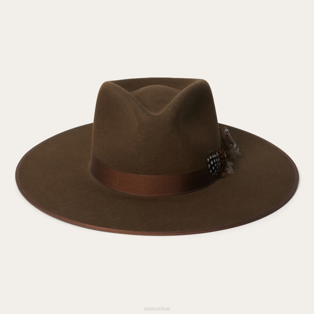 Stetson Midtown Wide Flat Brim Hat Oak Unisex Headwear 00LX189