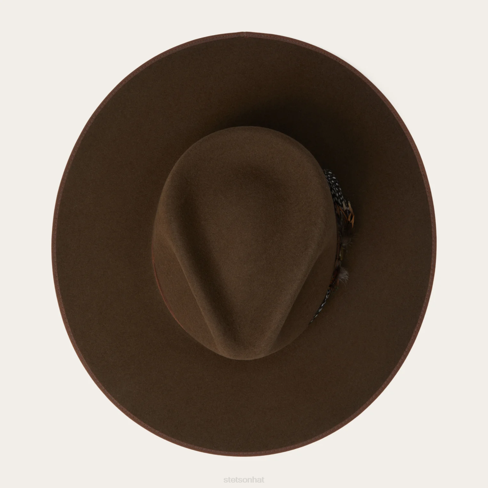 Stetson Midtown Wide Flat Brim Hat Oak Unisex Headwear 00LX189