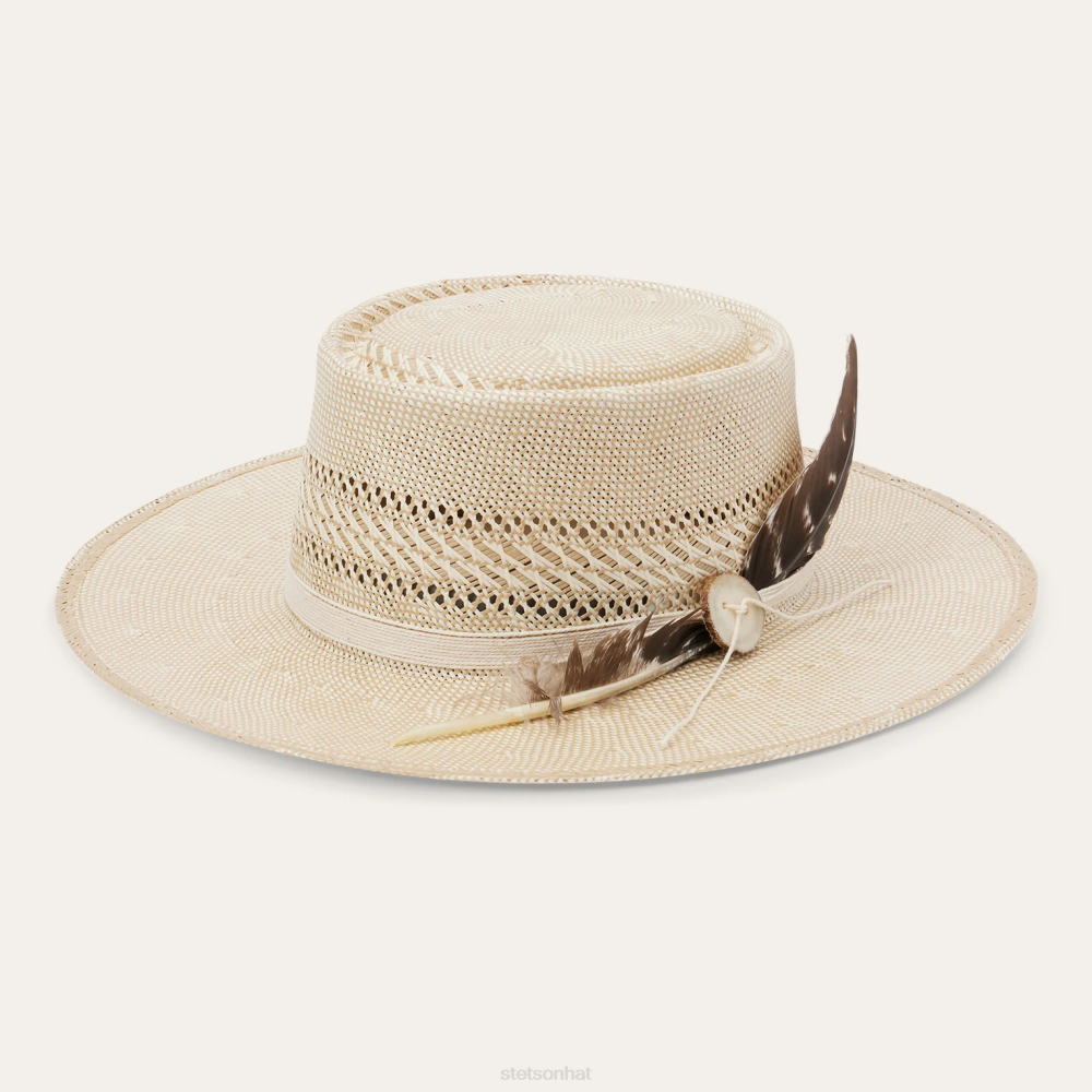 Stetson Batterson Straw Flat Brim Hat Natural/Tan Unisex Headwear 00LX174