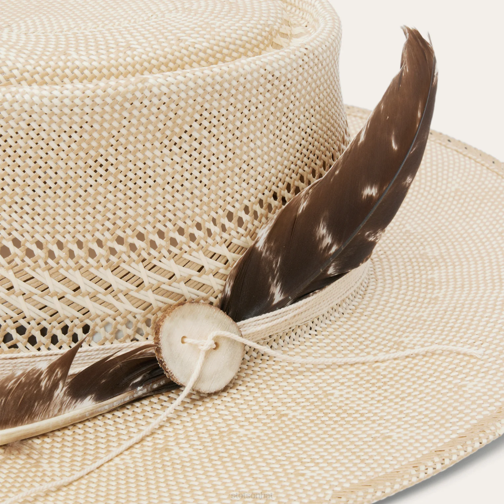 Stetson Batterson Straw Flat Brim Hat Natural/Tan Unisex Headwear 00LX174