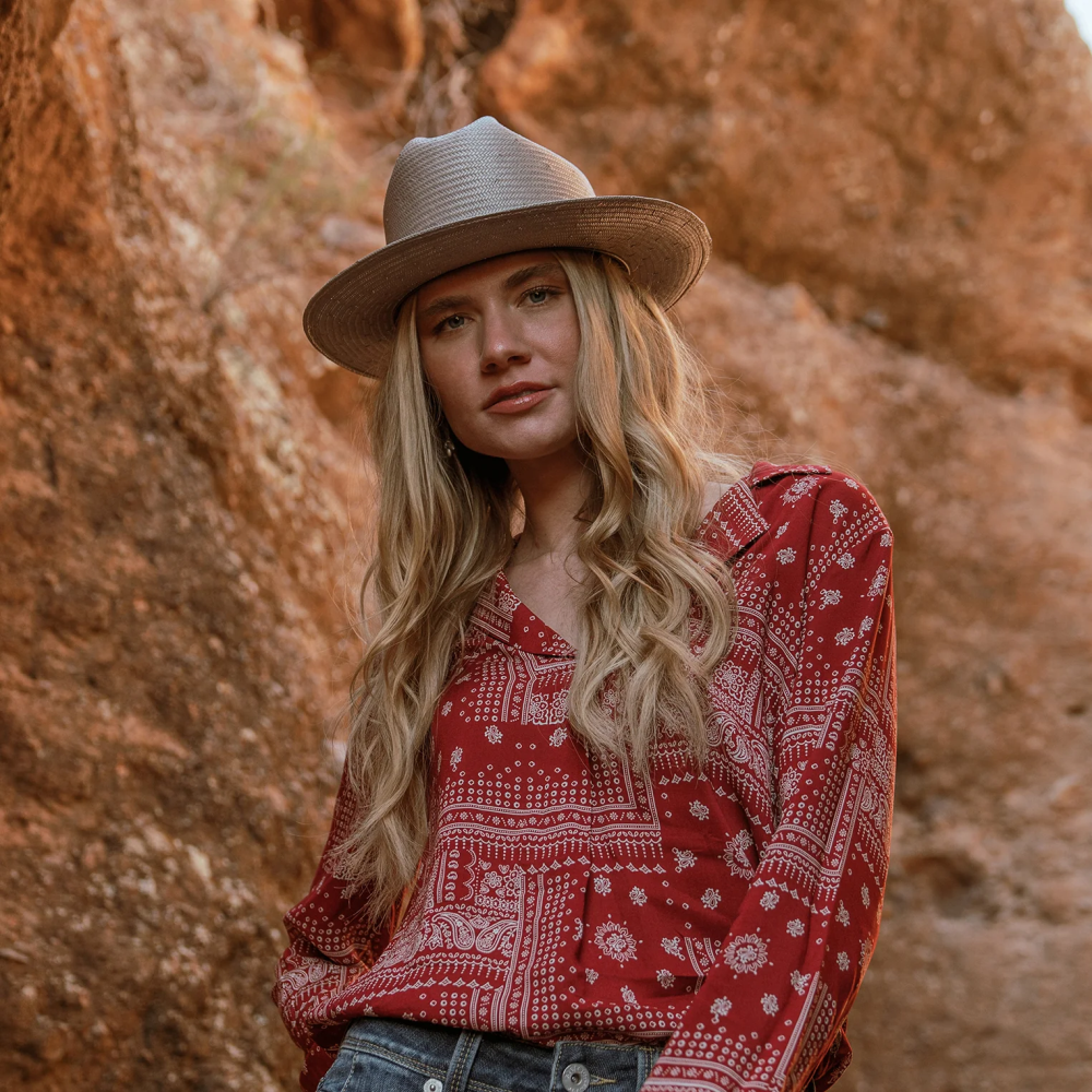 Stetson Open Road Straw Hat Taupe Unisex Headwear 00LX74