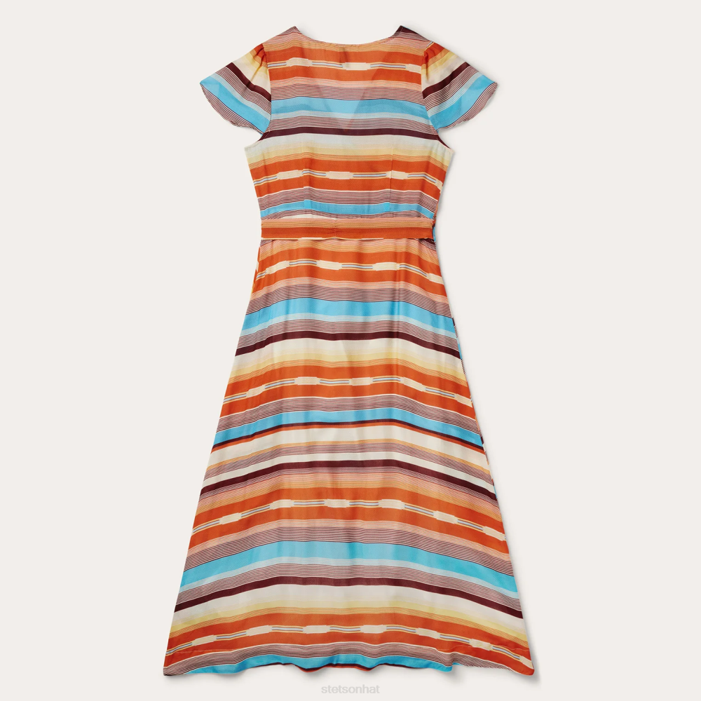 Stetson Sunset Serape Print Rayon Herringbone Wrap Front Dress Multi Women Apparel 00LX491