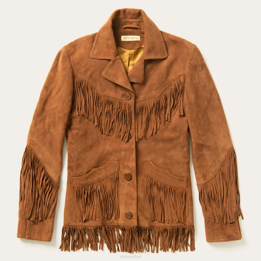 Stetson Lamb Suede Fringed Jacket Brown Women Apparel 00LX533