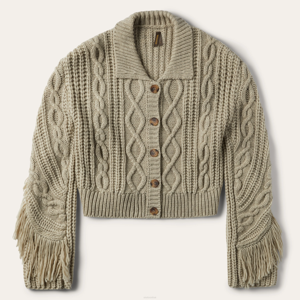 Stetson Cream Fringed Cardigan Tan Women Apparel 00LX535