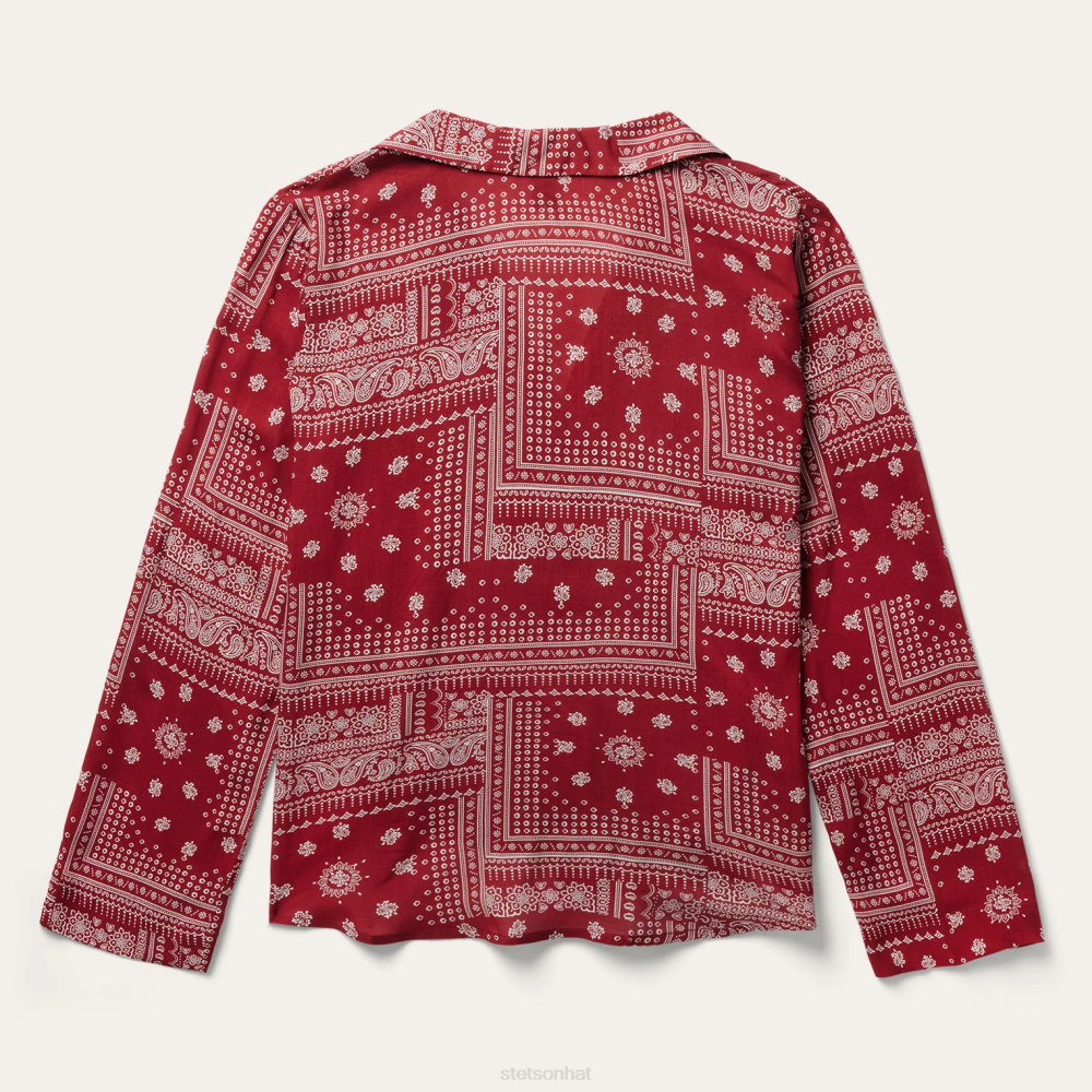 Stetson Bandana Patchwork Blouse Red Women Apparel 00LX439