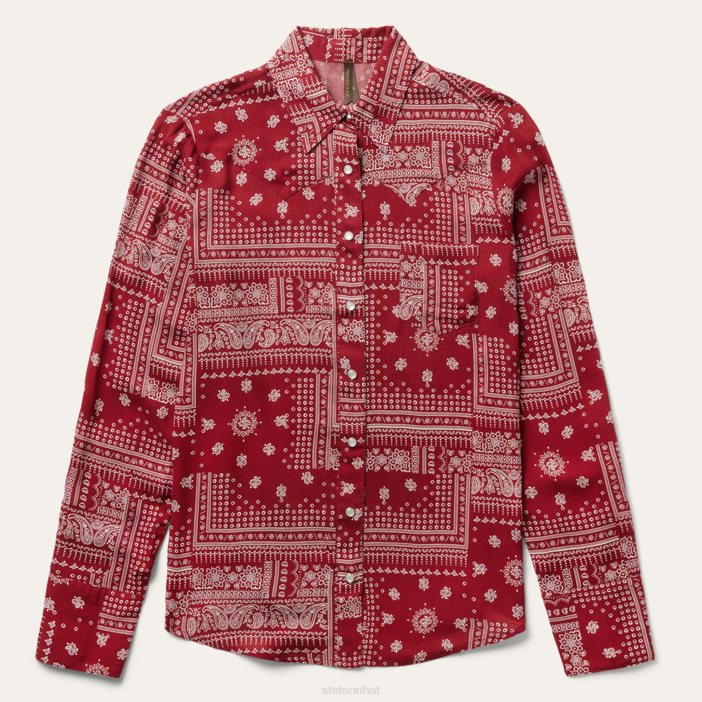 Stetson Bandana Patchwork Shirt Red Women Apparel 00LX434