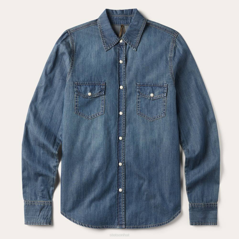 Stetson Boyfriend Fit Denim Shirt Blue Women Apparel 00LX446