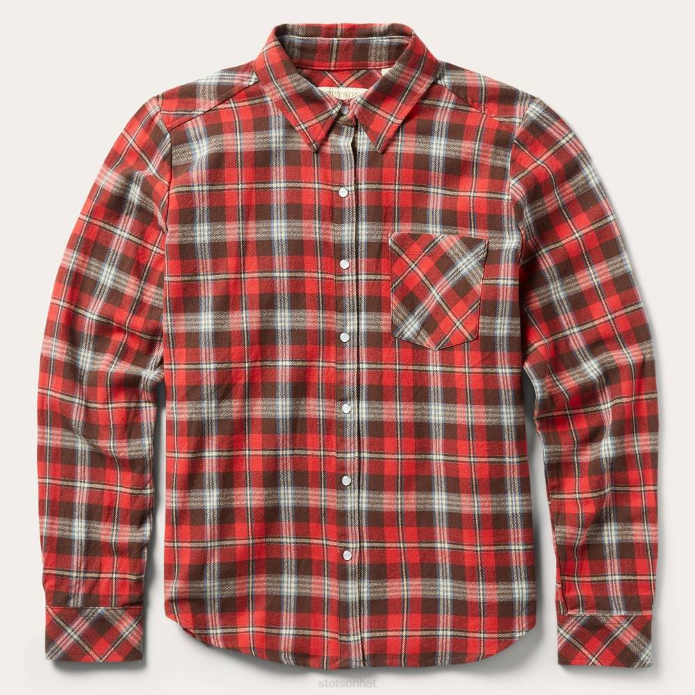 Stetson Classic Western Flannel Shirt Red Women Apparel 00LX450