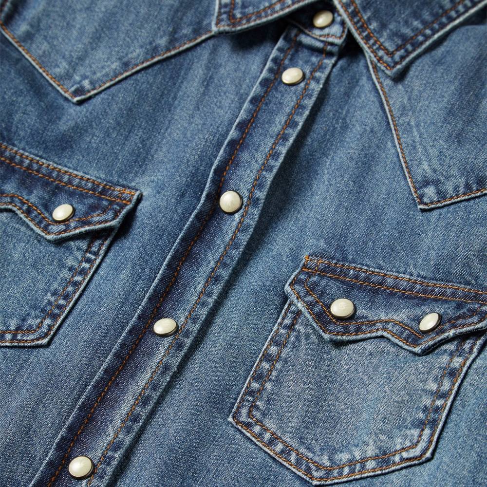 Stetson Distressed Denim Shirt Blue Women Apparel 00LX430