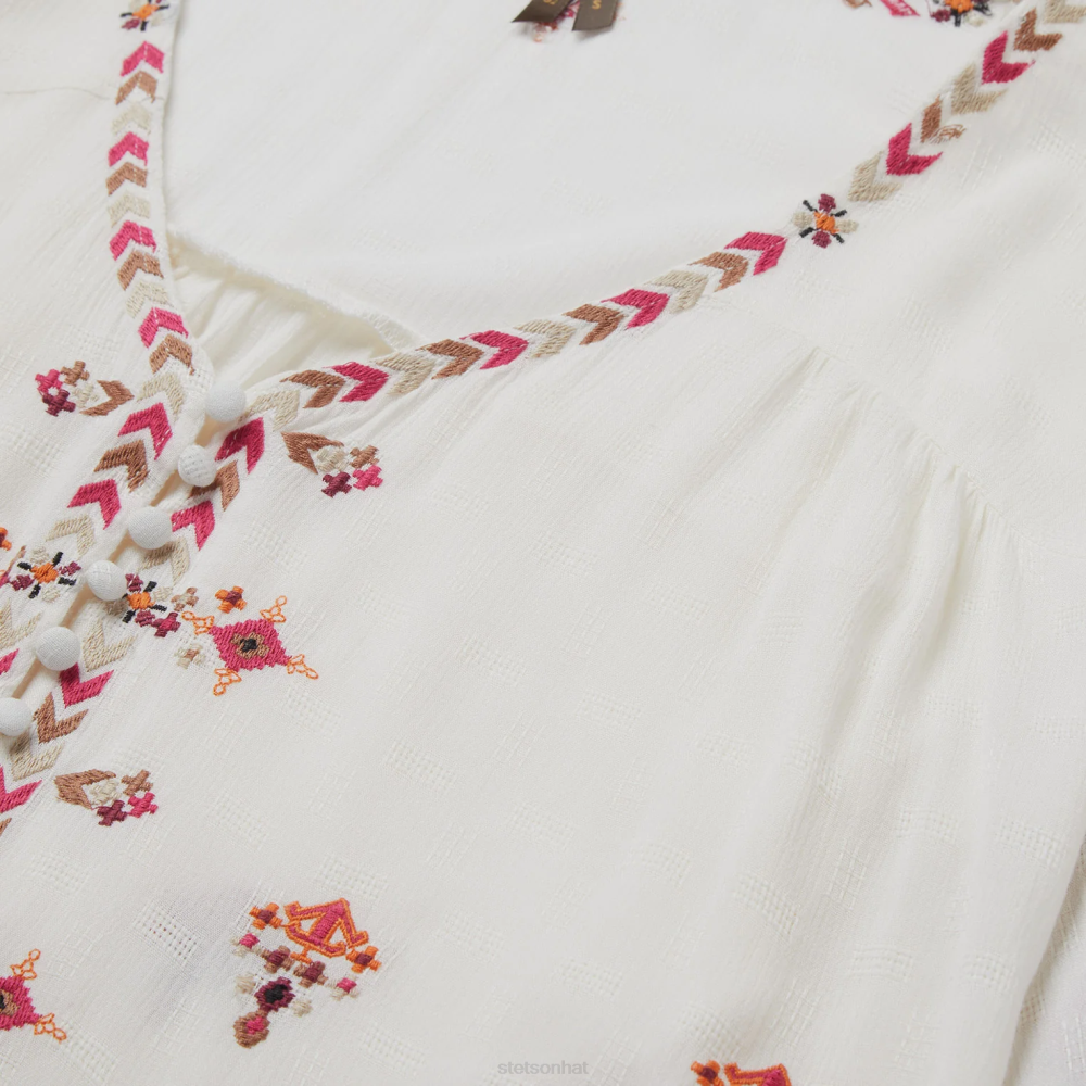 Stetson Dobby Peasant Blouse White Women Apparel 00LX461