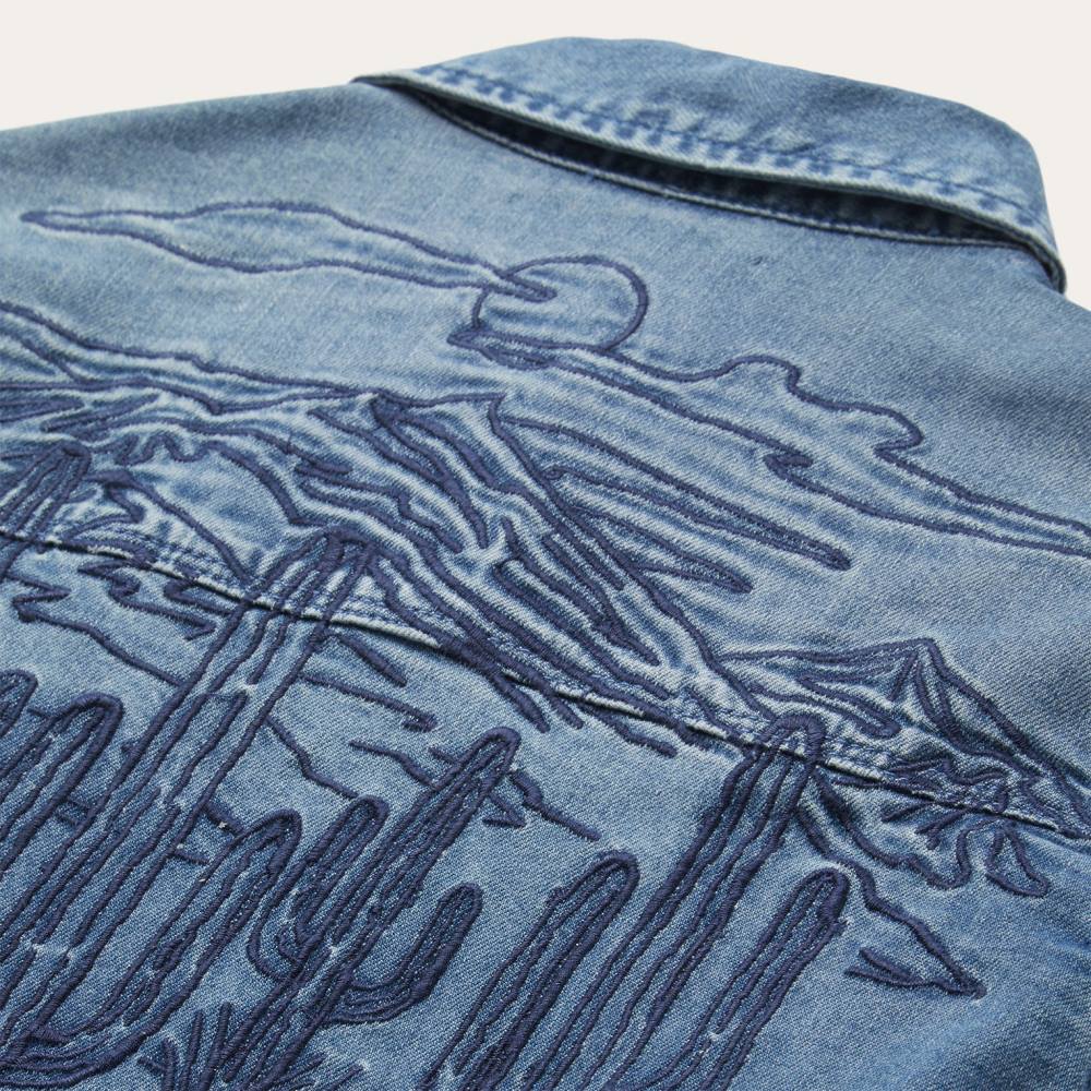 Stetson Embroidered Boyfriend Fit Denim Shirt Blue Women Apparel 00LX432