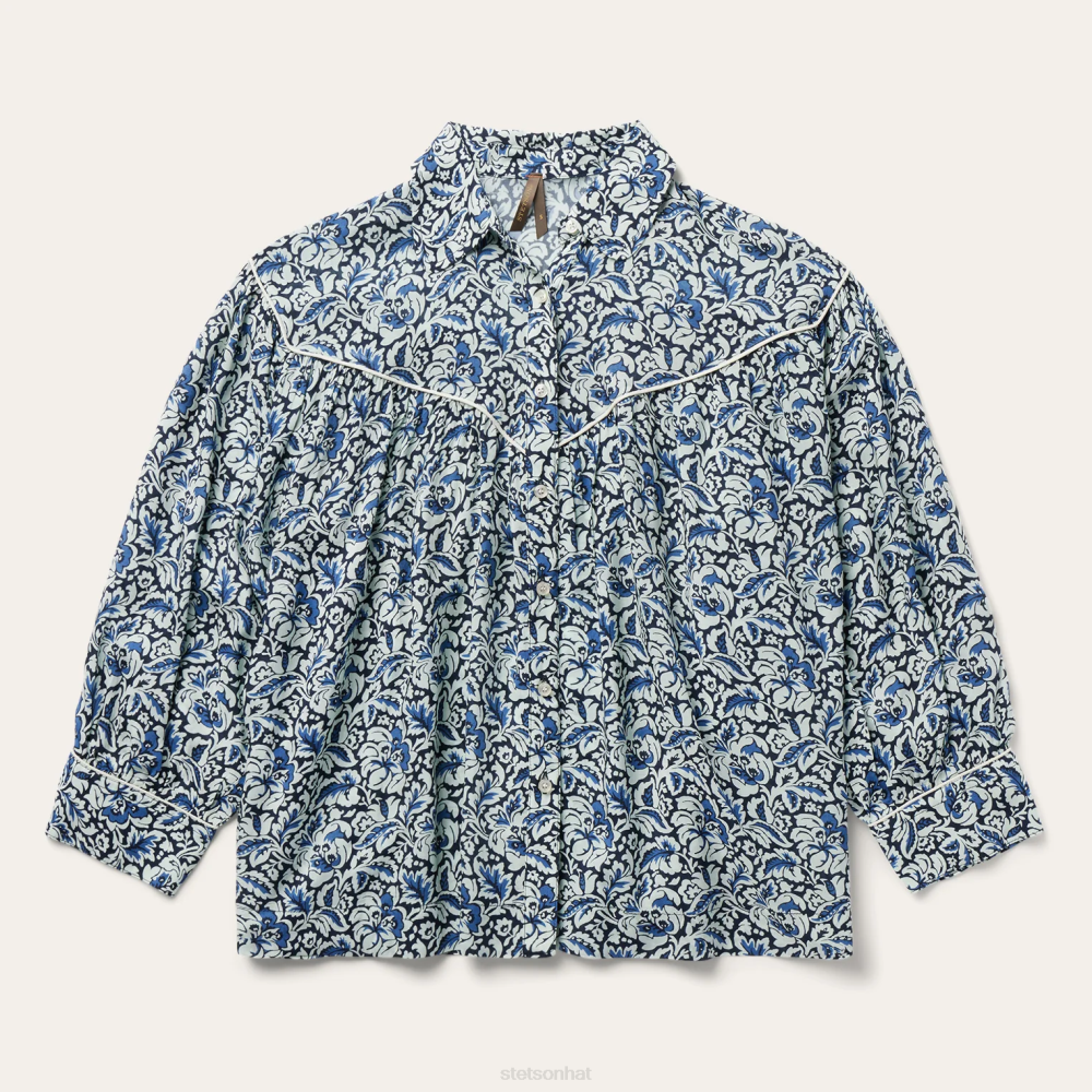 Stetson Indigo Tapestry Print Blouse Blue Women Apparel 00LX441