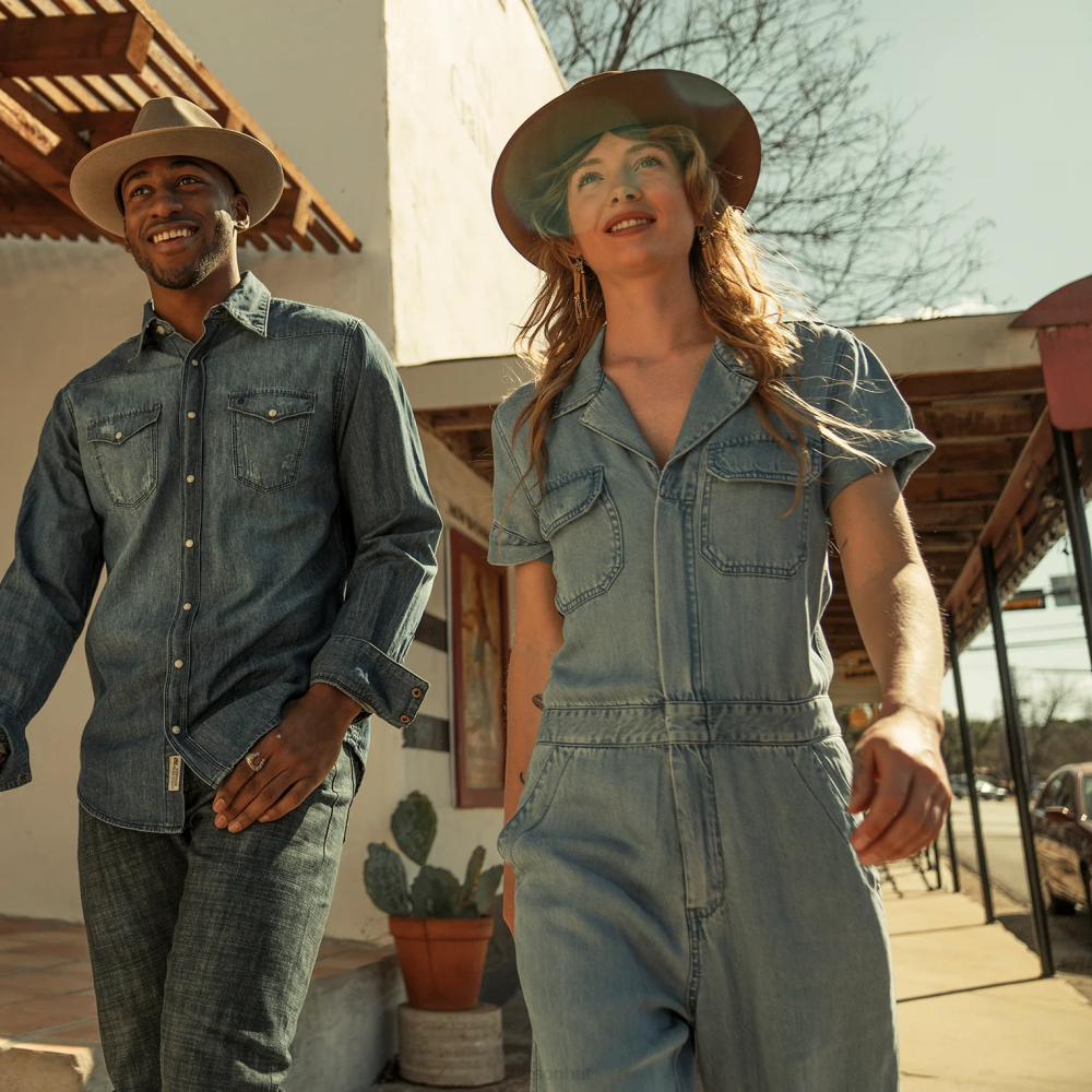 Stetson Notch Collar Jumpsuit Blue Women Apparel 00LX459