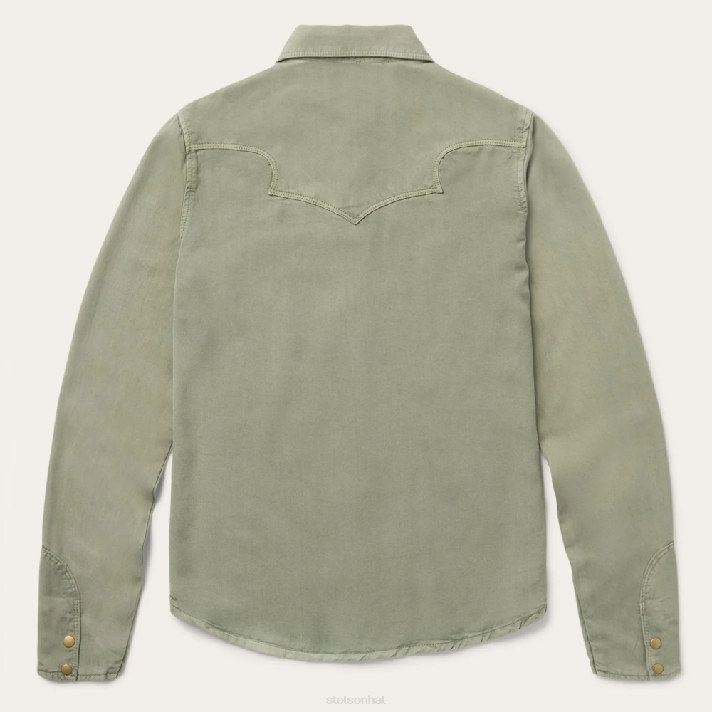 Stetson Olive Twill Snap Front Western Shirt Green Women Apparel 00LX479