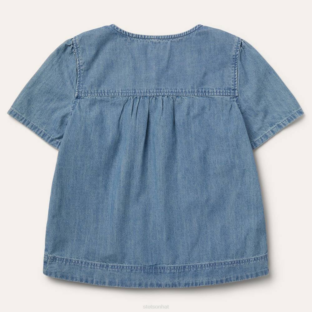 Stetson Short-Sleeved Denim Blouse Blue Women Apparel 00LX458