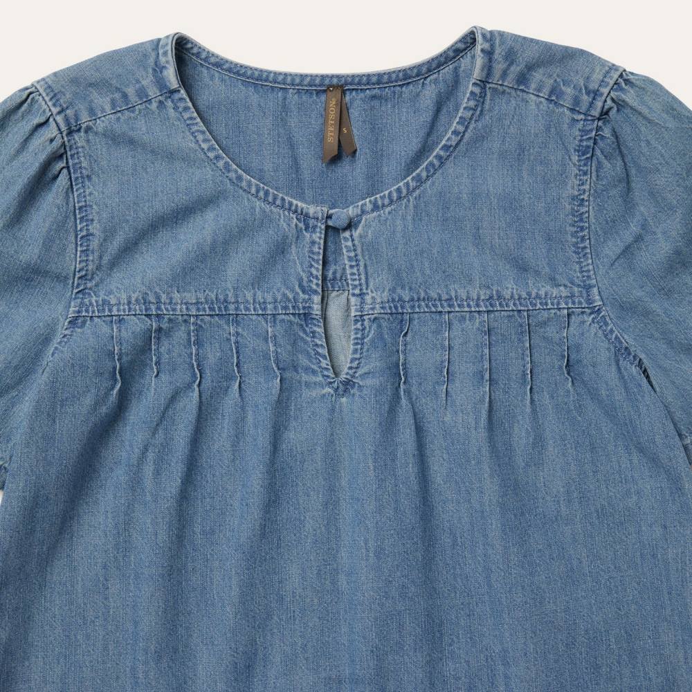 Stetson Short-Sleeved Denim Blouse Blue Women Apparel 00LX458