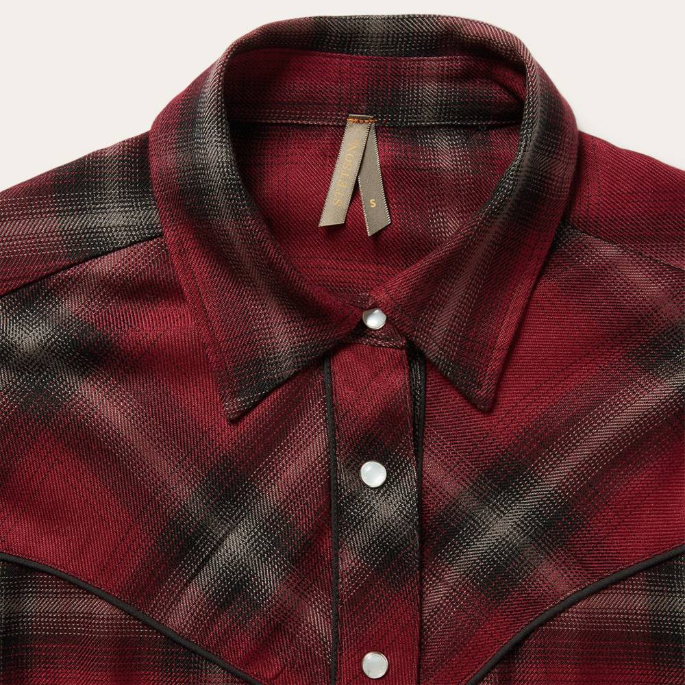Stetson Western Plaid Blouse Wine Women Apparel 00LX457