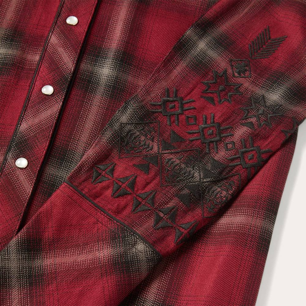 Stetson Western Plaid Blouse Wine Women Apparel 00LX457