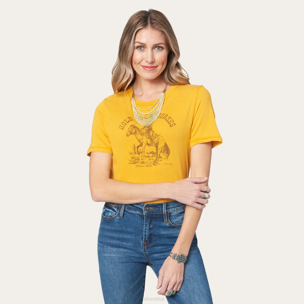 Stetson Hold Your Horses Graphic Tee Yellow Women Apparel 00LX472