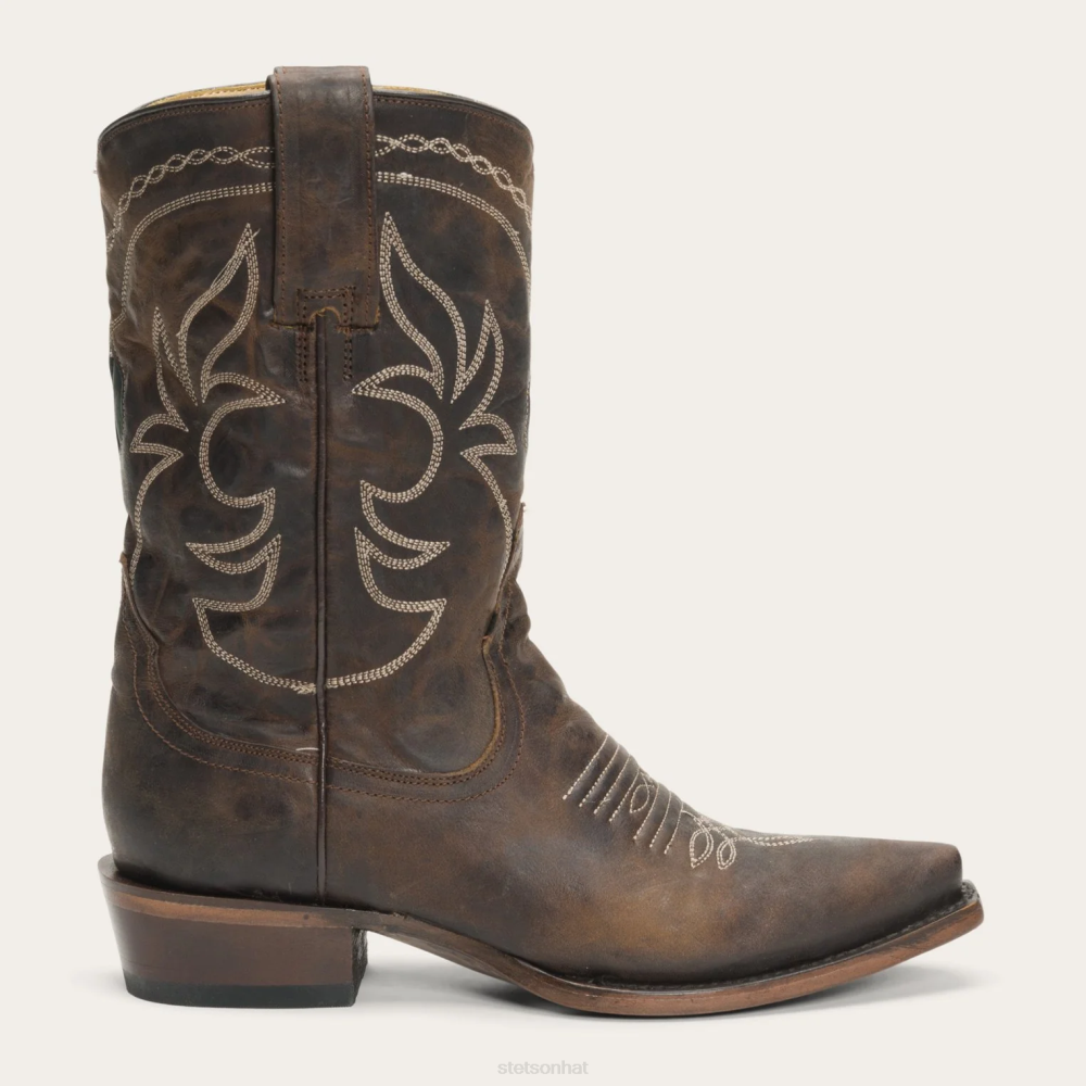 Stetson Iris Mid-Calf Embroidered Boot Brown Women Footwear 00LX264