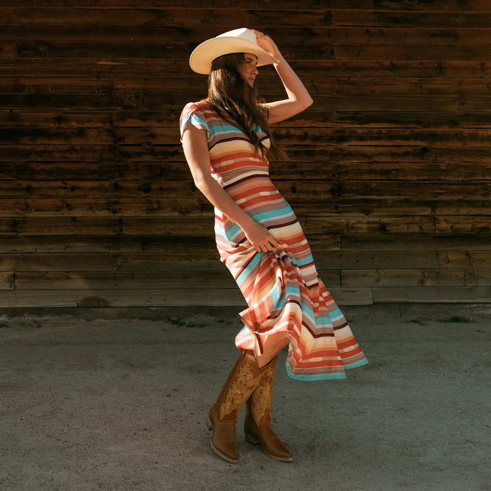 Stetson Jules Hand Tooled Leather Boot Brown Women Footwear 00LX248