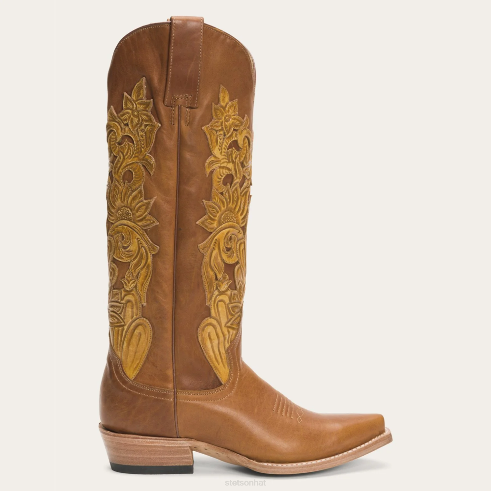 Stetson Jules Hand Tooled Leather Boot Brown Women Footwear 00LX248
