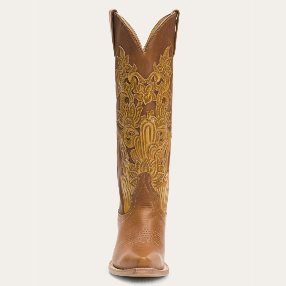 Stetson Jules Hand Tooled Leather Boot Brown Women Footwear 00LX248