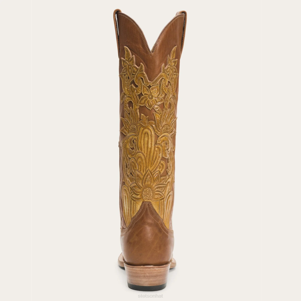 Stetson Jules Hand Tooled Leather Boot Brown Women Footwear 00LX248