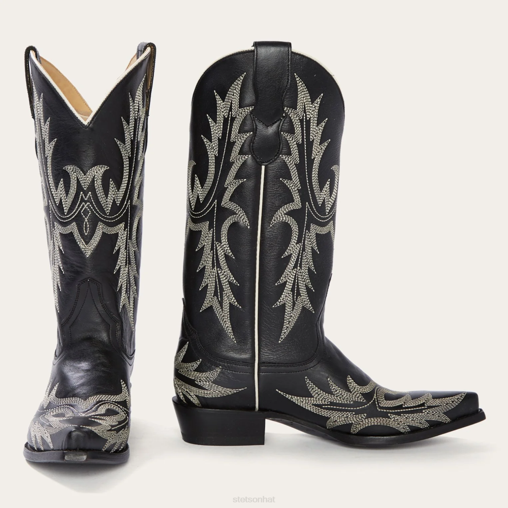 Stetson Tina Flame Embroidered Cowboy Boot Black Women Footwear 00LX265
