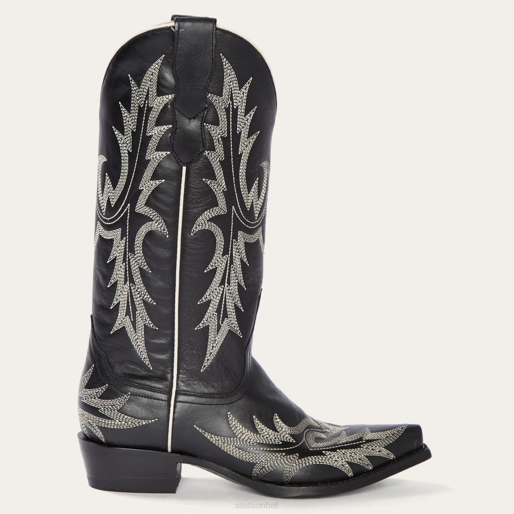 Stetson Tina Flame Embroidered Cowboy Boot Black Women Footwear 00LX265