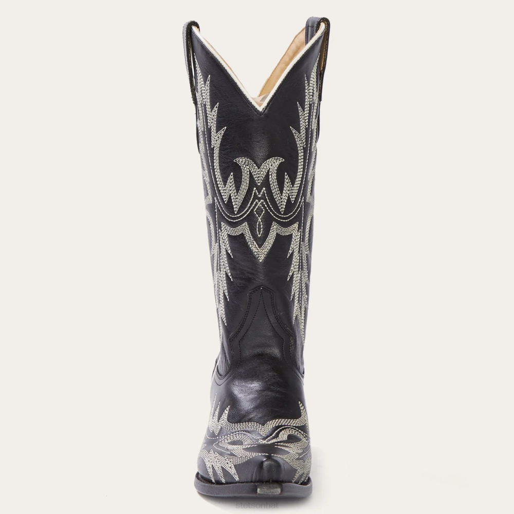 Stetson Tina Flame Embroidered Cowboy Boot Black Women Footwear 00LX265