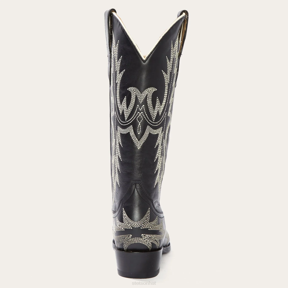 Stetson Tina Flame Embroidered Cowboy Boot Black Women Footwear 00LX265